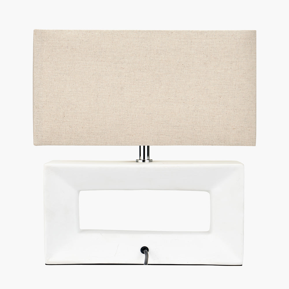 Block White Ceramic Rectangular Table Lamp